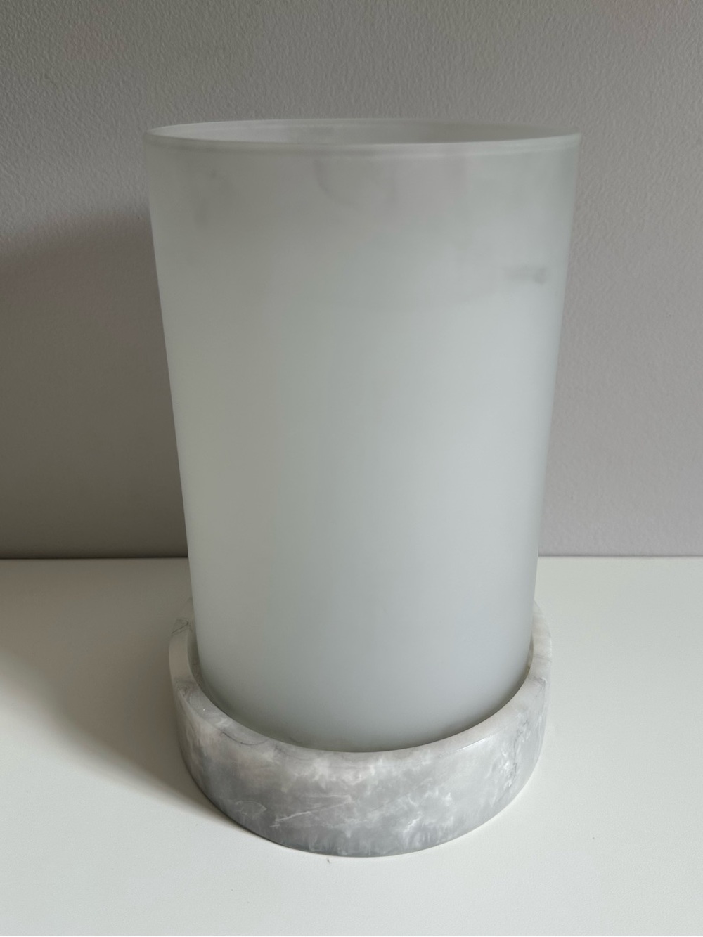 Yankee Candle Frosted Glass Hurricane Candle Holder with Marble Base